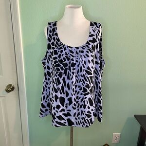 Dana Buchman Lavender Purple and Black Relaxed Graphic Sleeveless Tank Top XL